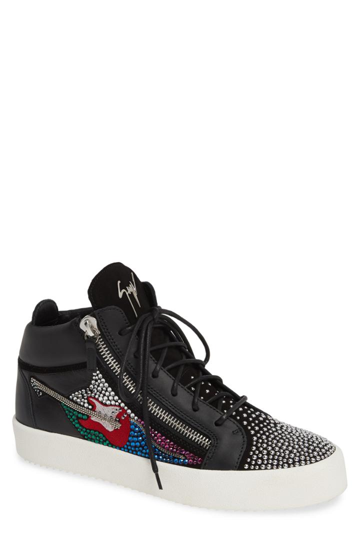 Men's Giuseppe Zanotti Crystal Guitar Sneaker Us / 39eu - Black