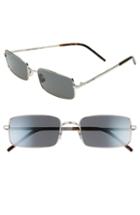 Women's Saint Laurent 56mm Rectangle Sunglasses - Silver/ Grey