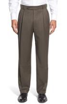Men's Ballin Pleated Solid Wool Trousers - Green