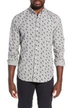 Men's Bonobos Washed Button Down Slim Fit Lightning Print Sport Shirt R - Grey