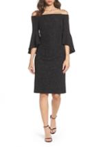 Women's Eliza J Off The Shoulder Bell Sleeve Sheath Dress - Metallic
