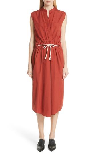 Women's Vince Back Cutout Cotton Utility Dress - Red