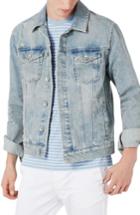 Men's Topman Distressed Denim Western Jacket, Size - Blue