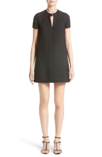 Women's Valentino Wool & Silk Crepe Shift Dress - Black
