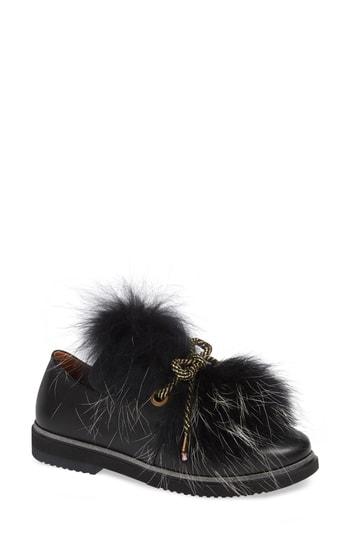 Women's Sheridan Mia Timothee Genuine Fox Fur Flat Eu - Black