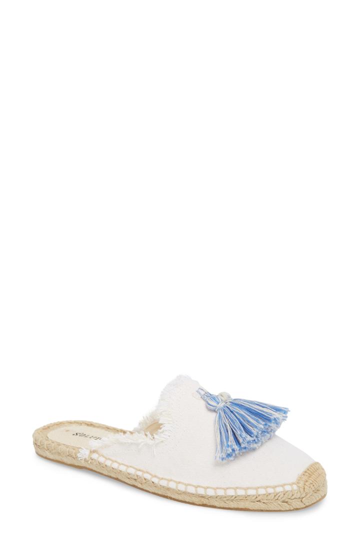 Women's Soludos Frayed Tassel Espadrille Loafer Mule .5 M - White