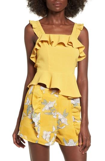 Women's Chriselle X J.o.a. Asymmetrical Peplum Top - Yellow