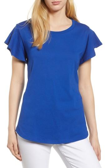 Women's Bobeau Flutter Sleeve Tee, Size - Black