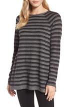 Women's Eileen Fisher Stripe Tencel Blend Sweater - Grey