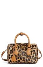 Mcm Small Boston Leopard Calf Hair Bowler Bag -