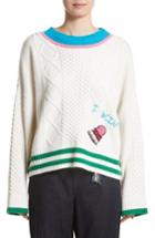 Women's Mira Mikati Monster Embroidered Cable Knit Sweater