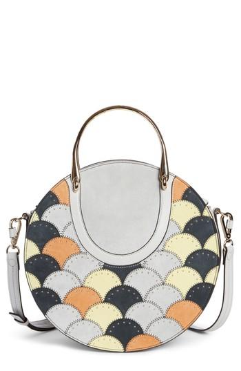 Chloe Maxi Pixie Studded Scales Calfskin Leather Top Handle Satchel - Grey