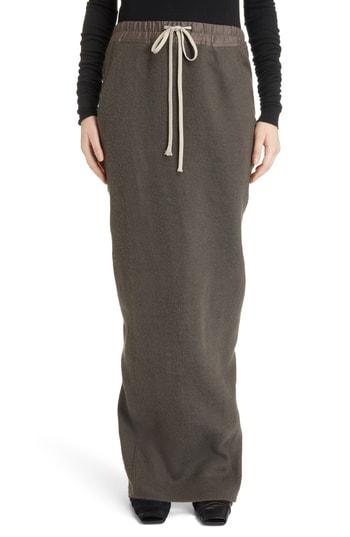 Women's Rick Owens Drawstring Waist Camel Hair & Linen Skirt Us / 40 It - Grey
