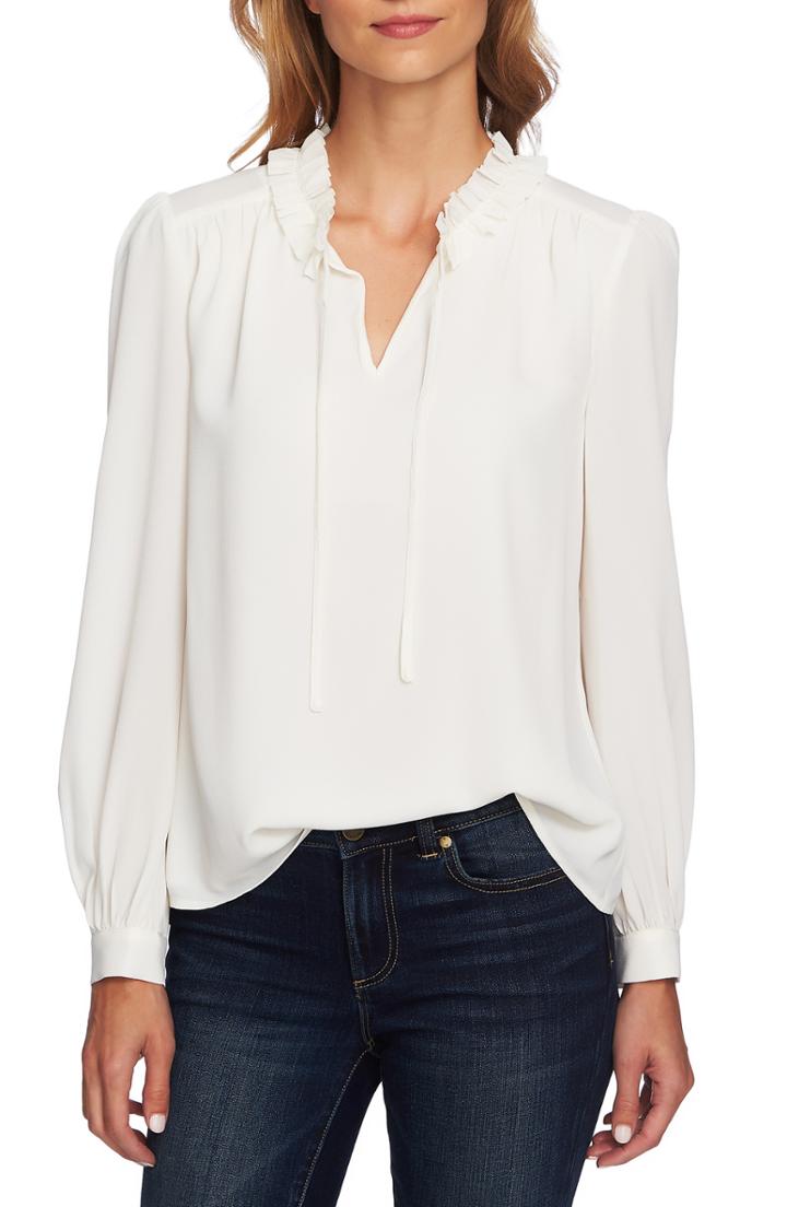 Women's Vince Camuto Cold Shoulder Bow Neck Top, Size - Black
