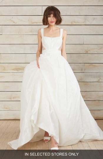Women's Nouvelle Amsale Cris Triangle Cutout Taffeta Ballgown, Size In Store Only - Ivory