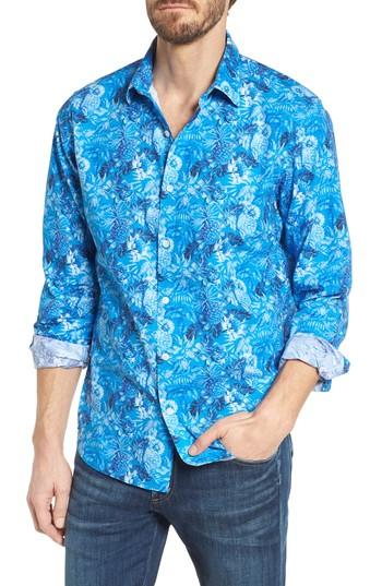 Men's Bonobos Premium Slim Fit Print Sport Shirt R - Blue