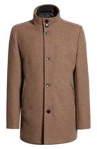 Men's Vince Camuto Classic Wool Blend Car Coat With Inset Bib, Size - Brown