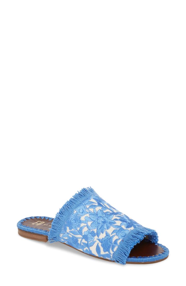 Women's E8 By Miista Tavie Fringed Slide Sandal .5us / 37eu - Blue/green