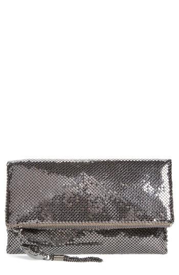 Whiting & Davis Mesh Foldover Crossbody Clutch - Metallic