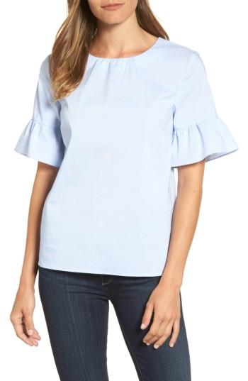 Petite Women's Halogen Tie Back Poplin Blouse P - Blue
