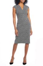 Women's Maggy London Herringbone Notch Cut Sheath Dress - Black