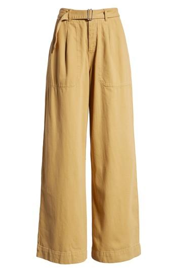 Women's Topshop Wonder Wide Chino Trousers Us (fits Like 2-4) - Beige