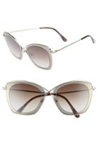 Women's Tom Ford India 53mm Butterfly Sunglasses - Dark Brown/ Gradient Roviex