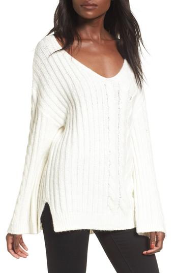 Women's Bp. Mix Stitch Cotton Blend Sweater, Size - Ivory