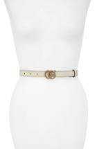 Women's Gucci Calfskin Leather Skinny Belt 0 - Mystic White/ Cream