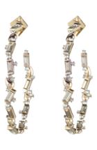 Women's Alexis Bittar Retro Gold Crystal Baguette Hoop Earrings