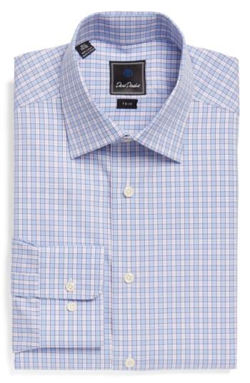 Men's David Donahue Trim Fit Plaid Dress Shirt .5 - 32/33 - Purple
