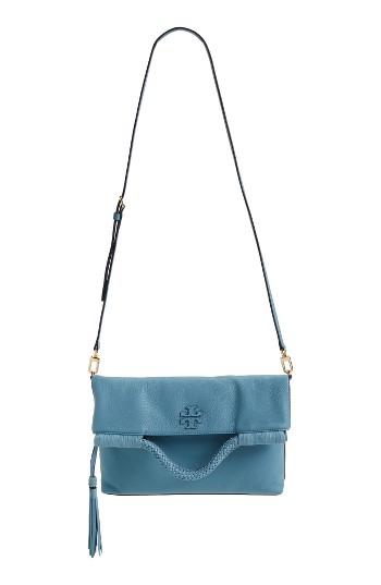Tory Burch Convertible Leather Crossbody Bag - Blue