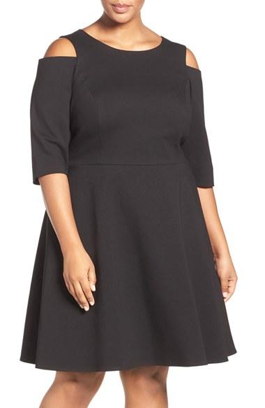 Women's Eliza J Cold Shoulder Fit & Flare Dress