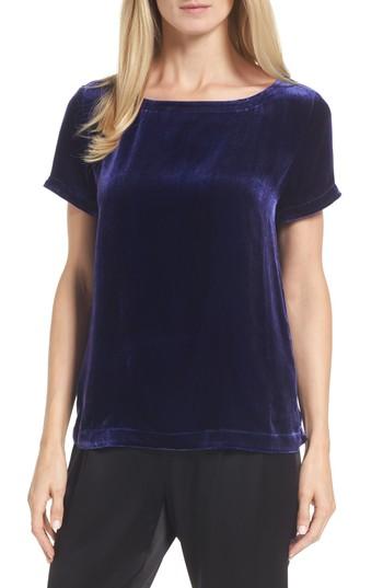 Petite Women's Eileen Fisher Velvet Top P - Purple