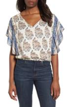 Women's Lucky Brand Ruffled Mixed Print Top - Ivory