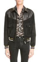 Men's Givenchy Suede & Leather Bomber Jacket Eu - Black