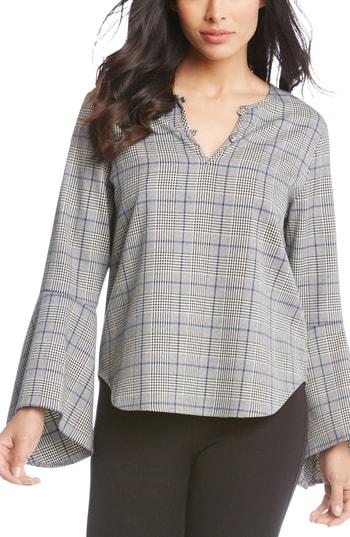 Women's Karen Kane Check Print Top - Grey
