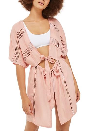 Women's Topshop Crochet Inset Cover-up Caftan