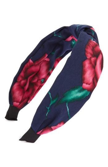 Cara Floral Block Print Headband, Size - Red