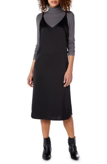 Women's Michael Stars Satin Slip Midi Dress - Black