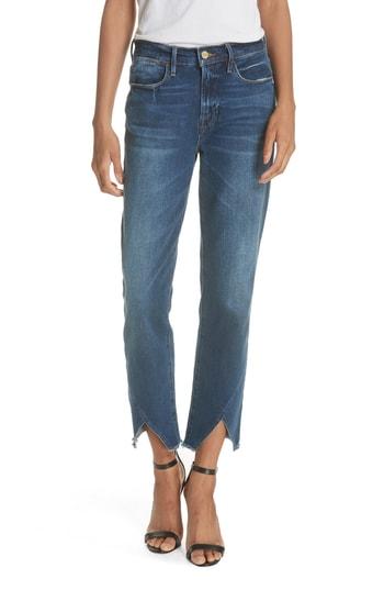 Women's Frame Le High Straight Asymmetrical Hem Jeans - Blue