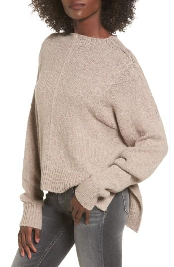 Women's Leith Fuzzy Side Slit Sweater - Brown