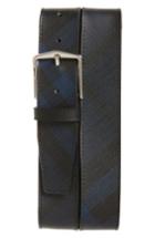 Men's Burberry 'joe' Check Pattern Belt - Navy/ Black
