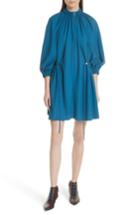 Women's Tibi Side Drawstring Georgette Dress - Blue