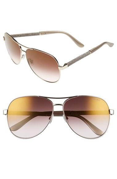 Women's Jimmy Choo 'lexie' 61mm Aviator Sunglasses - Light Gold