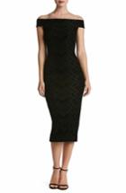 Women's Dress The Population Eden Geo Print Velvet Off The Shoulder Dress - Black