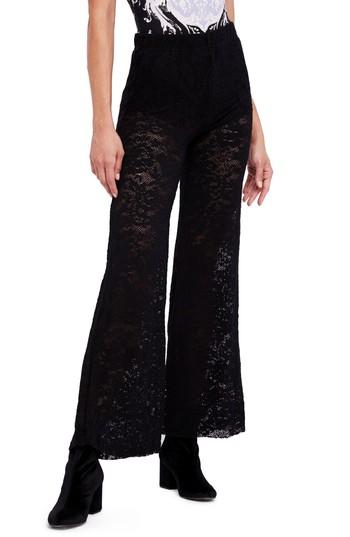 Women's Free People High Waist Lace Wide Leg Pants - Black