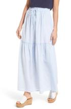 Women's Caslon Drawstring Ruffle Cotton Maxi Skirt - Blue