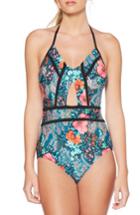Women's Laundry By Shelli Segal Floral Cutout One-piece Swimsuit
