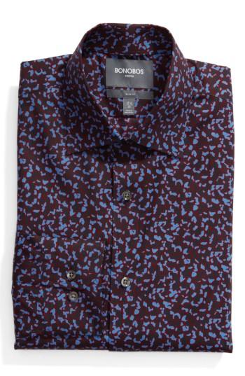 Men's Bonobos Slim Fit Cheetah Print Dress Shirt .5 - 32 - Red
